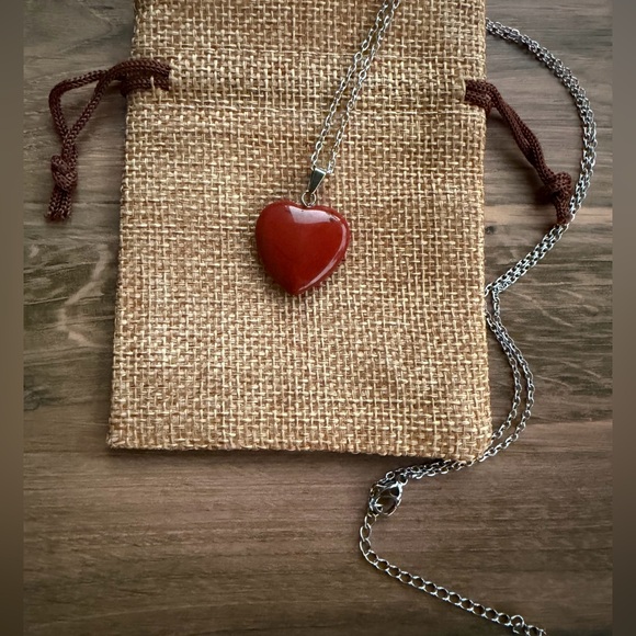 Jewelry - Red Jasper Necklace Red Jasper Pendant Crystal Heart Necklace